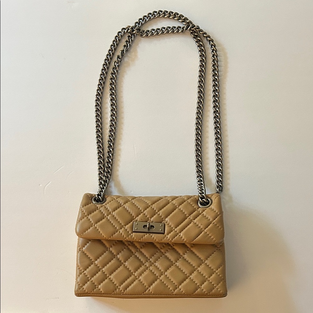 Kurt Geiger London Quilted Brixton Crossbody Bag – Beige/Tan